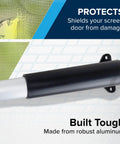 RV Screen Door Cross Bar For Campers And Travel Trailers, Shields Your Screen Door From Smacks And Damage, Makes Exiting A Breeze, Adjustable From 21 5/8 To 28 5/8 Inches, Durable Travel Trailer Accessory, black aluminum bar