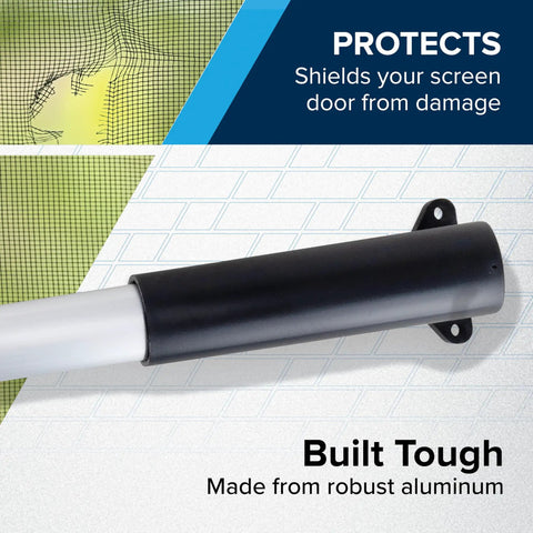 RV Screen Door Cross Bar For Campers And Travel Trailers, Shields Your Screen Door From Smacks And Damage, Makes Exiting A Breeze, Adjustable From 21 5/8 To 28 5/8 Inches, Durable Travel Trailer Accessory, black aluminum bar