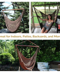 Outdoor Hammock Chair Swing for Reading and Chilling, Indoor or Patio Hanging Seat, Caribbean XL Mocha, 300 Lb Capacity