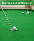 Golf club putting on Pro Grade Golf Putting Green Practice Mat 5x10ft for indoor outdoor use with flags and movable cups