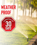 Moose Elk And Deer Repellent Spray For Gardens And Lawns, 30 Day Weatherproof Protection, image of sprinklers on a lawn