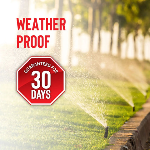 Moose Elk And Deer Repellent Spray For Gardens And Lawns, 30 Day Weatherproof Protection, image of sprinklers on a lawn