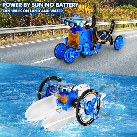 Solar Powered 13 In 1 Robot Kit For Kids 8 Plus Hands On Fun Learn Coding And Build Cool Robots with road and water modes
