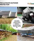 Heavy Duty 12 By 25 Foot Silver And Black Waterproof UV Blocking 10 Mil Poly Tarp For Outdoor Shelter Weatherproofing