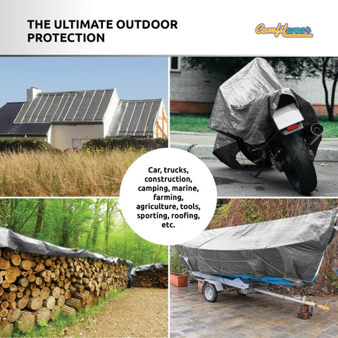 Heavy Duty 12 By 25 Foot Silver And Black Waterproof UV Blocking 10 Mil Poly Tarp For Outdoor Shelter Weatherproofing