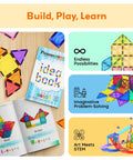 Magnetic Tile Idea Book With 300 Builds, 230 Page Illustrated Guide For Kids Ages 3 And Up, Includes Magnet Race Tracks And Marble Runs To Boost Creative Stem Play And Colorful Tile Creations, illustrated book with magnetic tiles