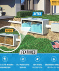Illustration showing before and after effects of Septic System Treatment Pods Pack, 12 Dissolving Packets with enzyme producing live bacteria.