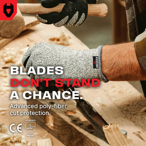 Pro Grade Cut Resistant Work Gloves With Nitrile Grip, Waterproof Palms And Breathable Latex Free Design, touchscreen Tips, Reinforced Thumb
