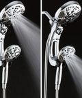 High Pressure 3 Way Rain And Handheld Shower Head Kit with 72 inch stainless steel hose and diverter in chrome finish