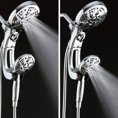 High Pressure 3 Way Rain And Handheld Shower Head Kit with 72 inch stainless steel hose and diverter in chrome finish