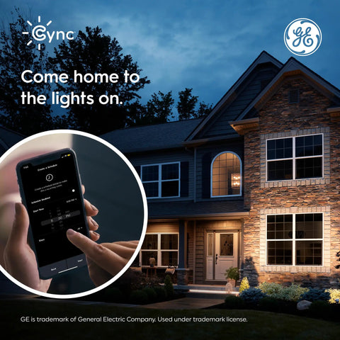 Effortless Install Paddle Dimmer Smart Switch With Matter Ready Wiring And Alexa Support For Smooth Lighting Control Dead Simple Neutral Hook Up And Custom Scenes For Traditional Bulbs. Smart home setup shown outside a well-lit house.