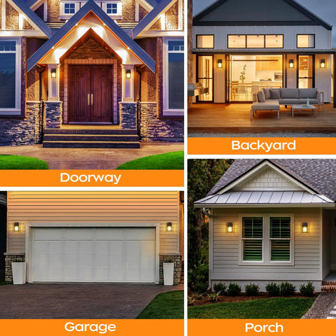 Top Shelf Wall Mounted Exterior Lighting Fixture Featuring Slick Rustproof Housing And No Sweat Weather Sealing For Outdoor Porch Light Sconce Patio Yard Projects displayed on doorway, garage, and backyard.