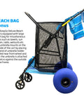 Heavy Duty Folding Beach Cart With Balloon Wheels 13 By 7 Inch Ocean Utility Holds Four Chairs Umbrella Holder Removable Beach Bag