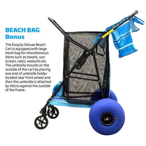 Heavy Duty Folding Beach Cart With Balloon Wheels Ocean Utility Carrier For The Sand 13 Inch By 7 Inch Sand Wheels side view