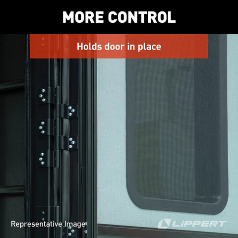 Close-up of RV Entry Door Friction Hinge Kit Pack Of 2 For Fifth Wheel Travel Trailer And Motorhome Easy DIY Install