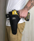 Person wearing Aims Large Drill Holster for Left Handed Pros Handcrafted in the USA Made from 1000D Cordura Nylon