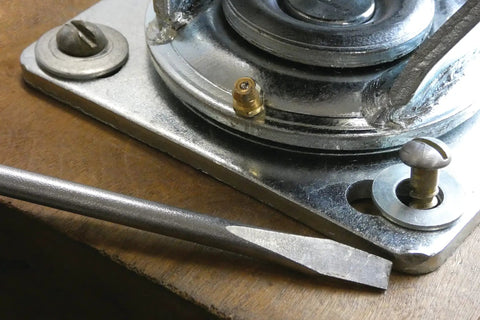 Close-up of Built Tough 8 Inch Pneumatic Caster Wheel With Rigid Plate and 220 Pound Load Capacity precision ball bearing hub.