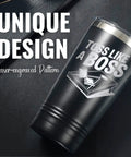 Cornhole Travel Tumbler 20 Oz Stainless Steel Cup For Men Birthday Gift with unique laser-engraved design, perfect for outdoor use.