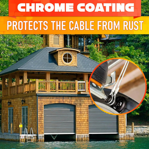 Image showing Heavy Duty 304 Steel Galvanized Garage Door Cables for 8 Ft Doors with rustproof chrome coating, close-up view.