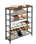Ditch The Closet Mess With This Giant Shoe Rack Featuring Adjustable Metal Mesh Shelves For Entryway Or Mudroom Park Dozens Of Daily Kicks Rustic Brown Storage Unit with shoes.