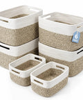 Get Your Home Sorted And Level Up Your Organization Game With This Six Piece Foldable Woven Storage Basket Set showing 6 woven cotton baskets.
