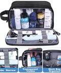 Rugged Men's Toiletry Bag For Travel And Gym Tactical Inspired Grooming Organizer With Water Resistant 1000D Nylon Dopp Kit Style Case showing organized grooming essentials.