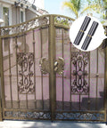 Heavy Duty Beefy Weldable Barrel Hinges Set Of 6 For Metal Doors And Gates 2.37 Inch Long 0.43 Inch Wide 0.57 By 0.23 Inch Pin 360 Degree Swing Weld On Detachable Gate Hinges For Trailers Ramps And Glass Doors Carbon Steel shown on metal gate