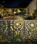 Hanging Solar Lanterns Outdoor Decor For Patio Pathway Yard And Garden, Waterproof Plastic Moroccan Style Lights casting patterns