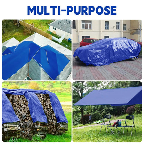 Heavy Duty 20x30 Ft Blue Tarp, 5 Mil Waterproof And UV Resistant, covering roofs, car, woodpile, and garden shade
