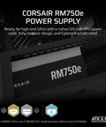 Beefy 750W ATX 3.1 Fully Modular Power Supply With PCIe 5.1 Readiness, 12V 2x6 Pin Cable Included, Cybenetics Gold Efficiency label
