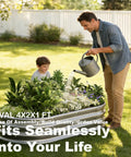 Oval Raised Garden Bed Kit Two Piece 46 Inch Long 23.6 Inch Wide 11.8 Inch High Galvanized Metal Planter Boxes For Outdoor Use