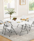 Dining setup with Beefy Folding Table 6Ft Heavy Duty 350 Lb Capacity With 18 Percent Thicker HDPE Waterproof Top and chairs