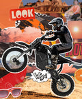 Rider on Electric Dirt Bike For Teens And Adults With 3500W Peak Power 38 MPH Top Speed 53 Mile Range 48V battery mid-jump over desert