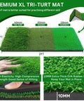 Premium XL tri-turf mat for 10x7 Ft Golf Practice Net With Scoring Targets, indoor outdoor use, features thick EVA rubber base