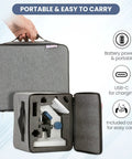 Carrying case of DM300HD 1200X Wireless Digital Microscope With 7 Inch IPS Screen X Y Stage For Kids And Students USB Port And 32GB Memory Card Ideal For Classrooms And Home Science Projects shown portable