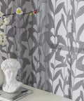 Charcoal Gray Sheer Curtain Panel Set, Two Pieces 40W By 54L Each, Light Filtering Clip Jacquard Drapes With Elegant Leaf Texture