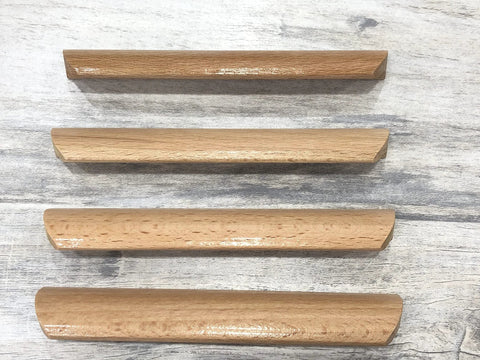 Six Pieces 4.84 Inch Wood Furniture Pull Handles Beech Wood Painted Smooth Drawer Closet Cupboard Pulls With Two Holes Center Distance 3.78 Inch Durable Beech Cabinet Hardware