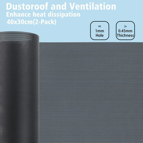 400x300mm PC Case Dust Mesh Filter Pack With Magnetic Strip PVC Dustproof Mesh Cover for Computer PC Case 2 Pack displayed flat and rolled