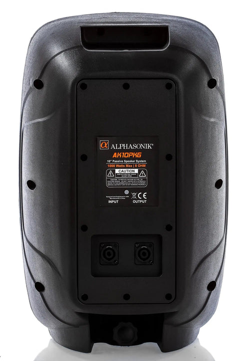 Rear view of All In One 10 Inch Powered DJ Speaker Pair With 1000W Peak Power Party Ready Pro Bass Amplified PA System Featuring Bluetooth