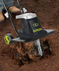 Corded Electric Garden Tiller And Cultivator With Steel Tines, 16 Inch Width And 13.5 Amp Motor Delivers 370 RPM For Heavy Duty Soil Prep