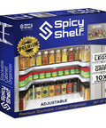 Expandable Two Tiered Spice Rack Organizer For Cabinet And Pantry Storage Kitchen Seasoning Holder With Non Slip Grip Pad Heavy Duty Premium Construction Holds Eighty Bottles Quick Setup Inside Cupboards Dead Simple Sort Your Stash Daily, showcasing spice jars in organized tiers.