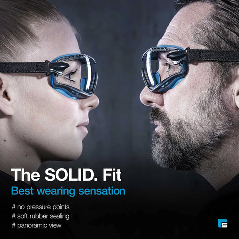Anti-Fog Safety Goggles With Clear Lens And Adjustable Elastic Headband For Men And Women, Ultra Durable Polycarbonate Lenses, side view