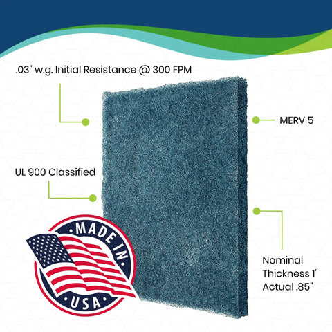 Cut To Fit 20x30 HVAC Filter Media For Your Home Furnace And AC Washable Reusable Polyester Fiber With High Air Flow UL 900