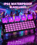 120W IP66 Waterproof Black Light With Plug Switch And 6ft Cord 105 LED UV Blacklight in use at neon glow party