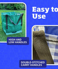Heavy Duty Storage Tote Bag 22 Gallon Rugged Woven Polypropylene with handles for yard cleanup and moving, shown with stitching detail.