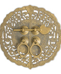 Flower Pot Cabinet Faceplate Set 5.52 Inches Square With Solid Brass Pull And Eight Radial Washers Decorative Accent