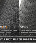Comparison of soft, recyclable TPE non-slip base vs. other materials for Heavy Duty Non Slip Outdoor Doormat For Front Door And Entryway Waterproof Sturdy Retro Mat For Garage And Patio Easy Clean 29.5 By 17 Inches Grey Durable Dirt Trap For All Weather Use.
