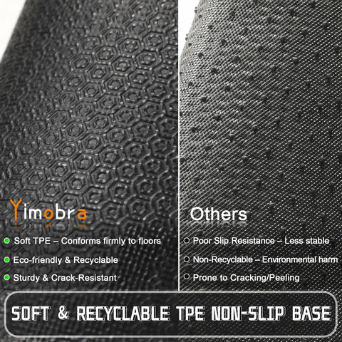Comparison of soft, recyclable TPE non-slip base vs. other materials for Heavy Duty Non Slip Outdoor Doormat For Front Door And Entryway Waterproof Sturdy Retro Mat For Garage And Patio Easy Clean 29.5 By 17 Inches Grey Durable Dirt Trap For All Weather Use.