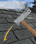 Heavy Duty Magnetic Roofing Hammer For Hands Free Hustle Powerful Nail Magnet securing a nail on shingles for accurate placement.