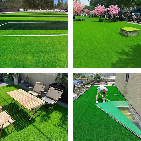 Low Maintenance Artificial Turf Roll 1m x 6m UV Resistant Non Toxic Synthetic Grass installed in various outdoor settings